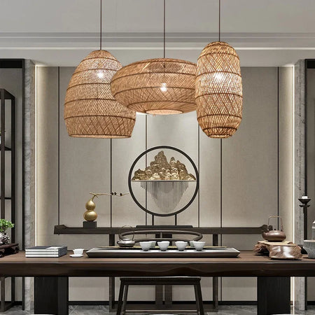 Pendant Light - SANDYHA Japanese Rattan Chandelier LED Lamp for Living Room Dining SW-36210438 - SWEET-LIGHTS