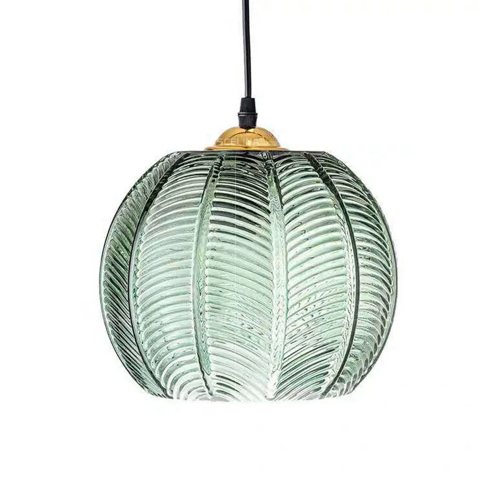 Pendant Light - Nordic Glass Green Leaf Pattern Fixture SW-36210789 - SWEET-LIGHTS