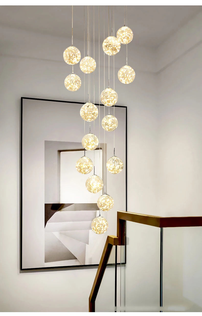 Pendant Light - Modern Led Chandelier Glass Ball Dimmable for Staircase Living Room SW-36210345 - SWEET-LIGHTS
