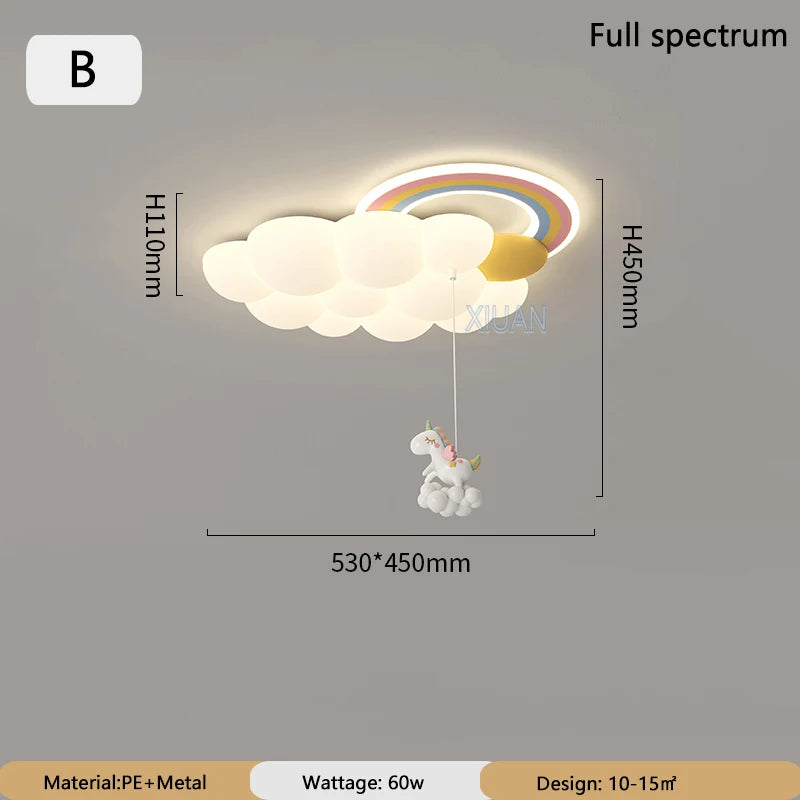 Children Lighting - Cartoon Cloud Rainbow Ceiling Light Bear Horse Rabbit Bedroom Lamps Eye Care Chandelier SW-36210345 - SWEET-LIGHTS