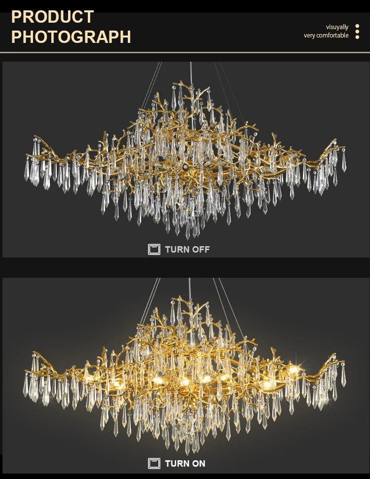 Chandelier - Modern Luxury Crystal Chandelier Gold For Kitchen Dining Living Room Bedroom SW-36210458 - SWEET-LIGHTS