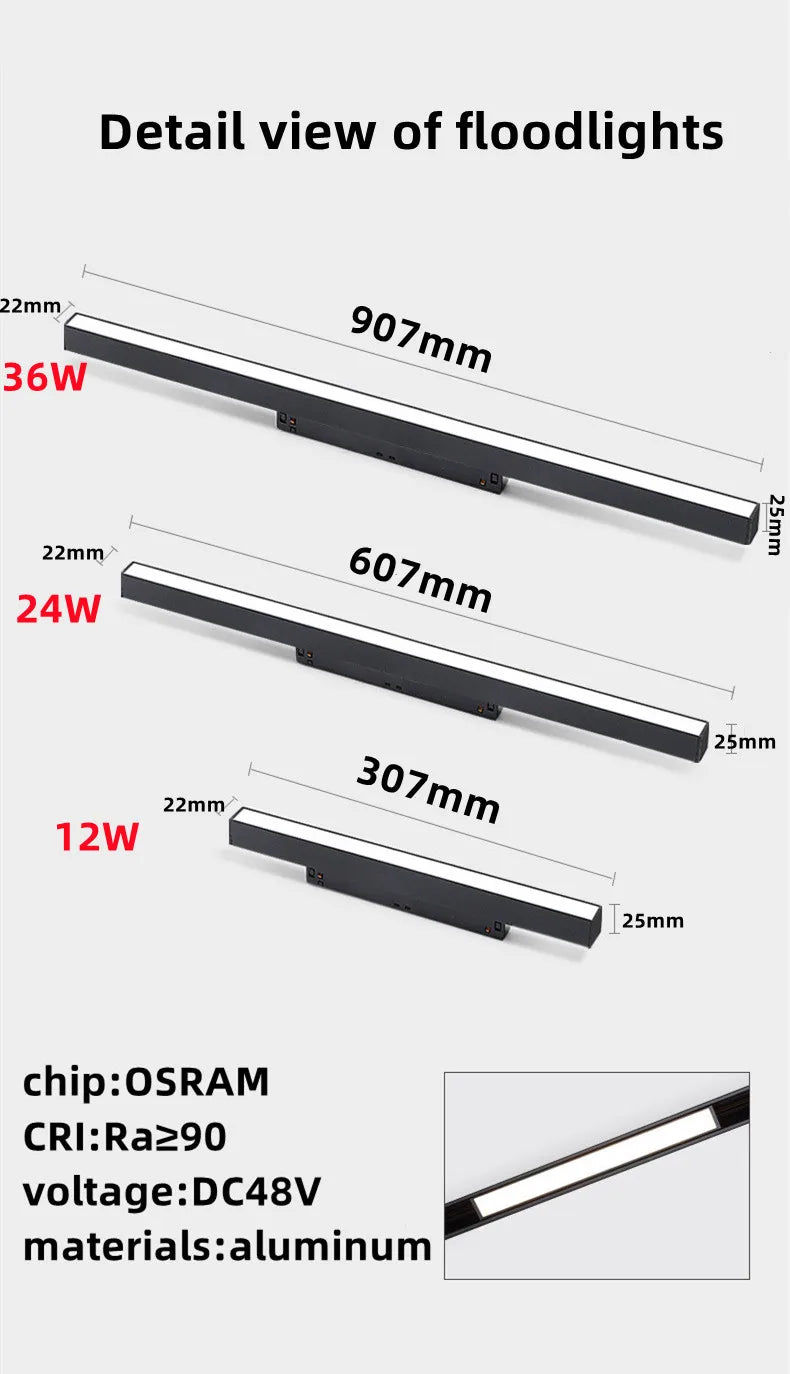 Spotlight - Magnetic Track Light Grille Flood Lamp DC48V Indoor Living SW-36210345 - SWEET-LIGHTS