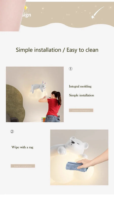 Children Lighting - White Clouds Bear Wall Lamps LED Children's Room Lamp Modern Warm Decor SW-36210345 - SWEET-LIGHTS