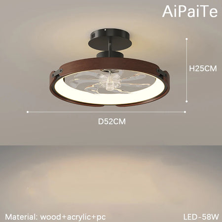Fans - BOSSEN Modern Walnut Fan Lamp for Living Room Decor SW-36210348 - SWEET-LIGHTS