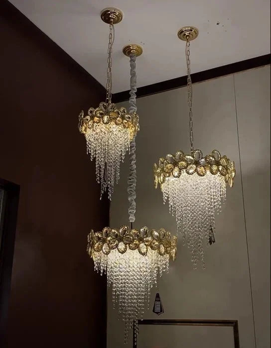 Chandelier - Modern Flower Crystal Tassel Ceiling Pendant Lights SW-36210347 - SWEET-LIGHTS