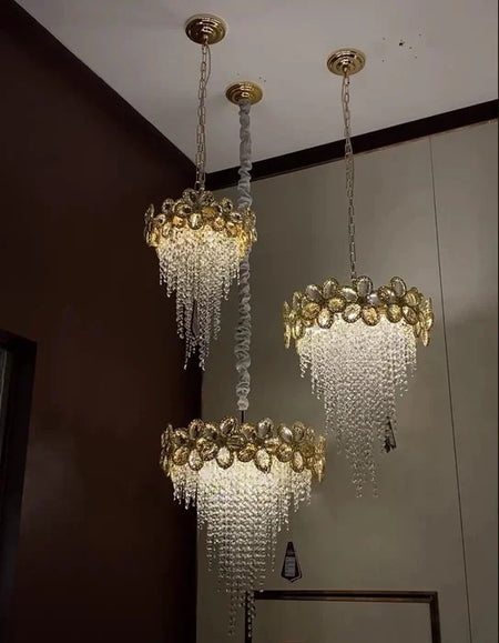 Chandelier - Modern Flower Crystal Tassel Ceiling Pendant Lights SW-36210347 - SWEET-LIGHTS