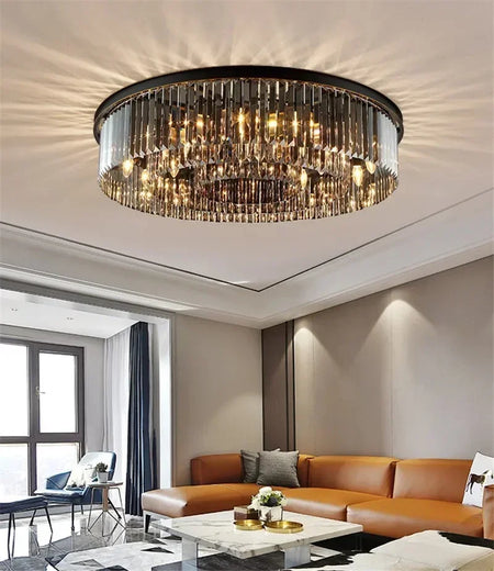 Ceiling Light - Luxury Round Modern Crystal Black E14 Lamp SW-36210478 - SWEET-LIGHTS