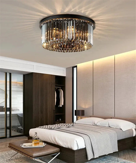 Ceiling Light - Luxury Round Modern Crystal Black E14 Lamp SW-36210478 - SWEET-LIGHTS