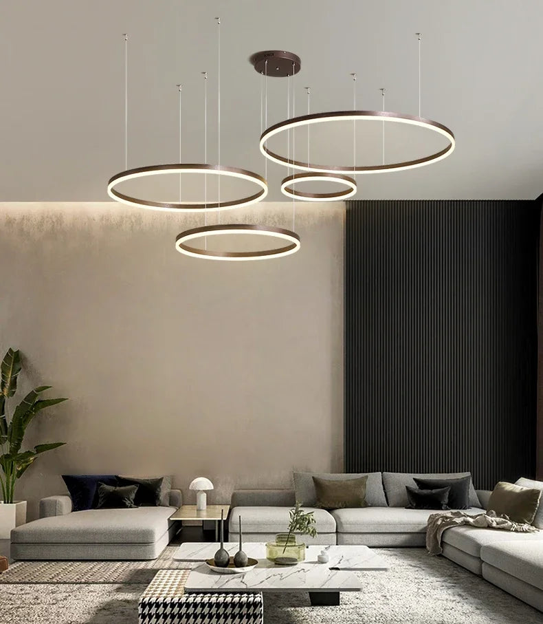 Pendant Light - Modern Ring Design LED Chandelier Gold for Living Dining Room Office Bedroom Home Decor SW-36210345 - SWEET-LIGHTS
