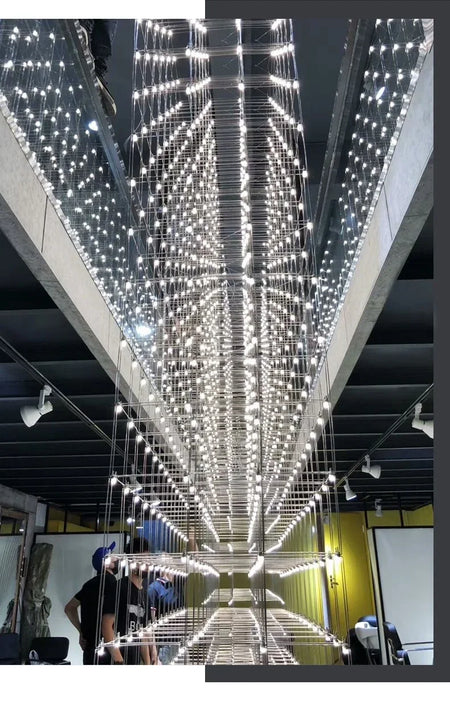 Chandelier - Chrome Square LED Pendant Lamp Stainless Steel For Hall Foyer Restaurant Adjustable Cord SW-36210487 - SWEET-LIGHTS