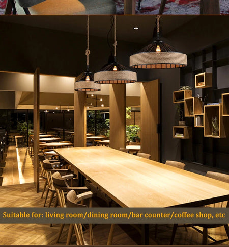 Pendant Light - Vintage Hemp Rope LED Industrial Chandelier SW-36210347 - SWEET-LIGHTS