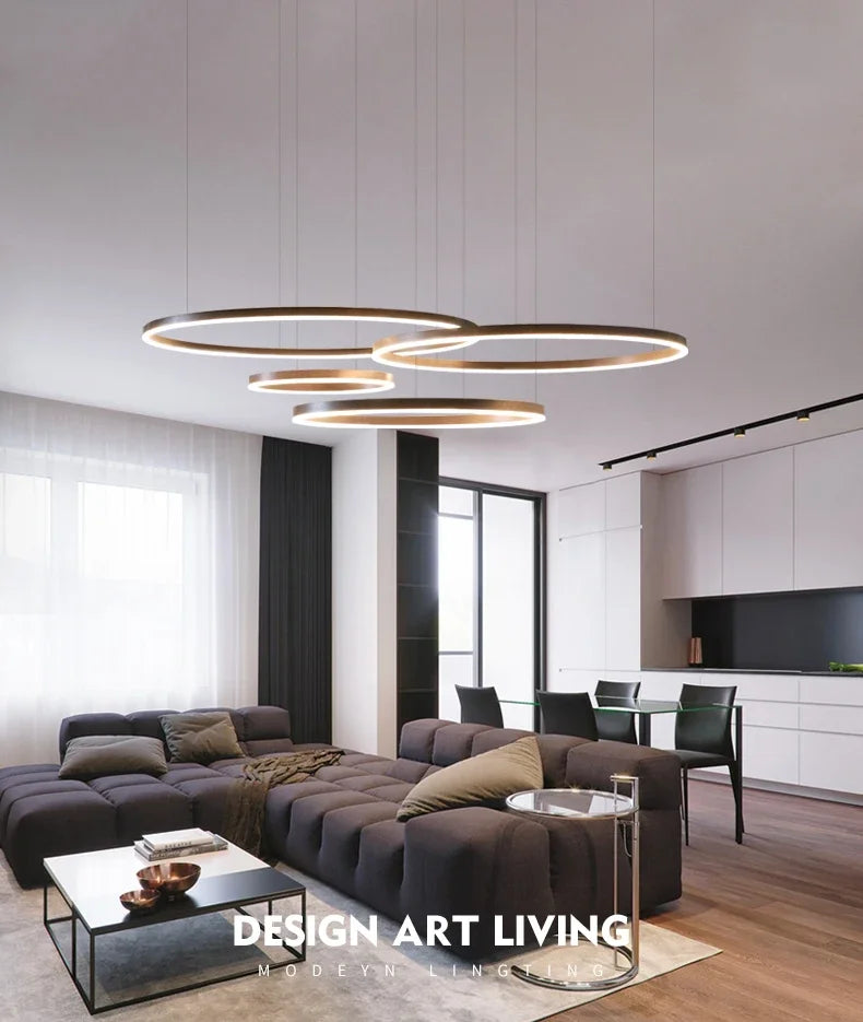 Pendant Light - Modern Ring Design LED Chandelier Gold for Living Dining Room Office Bedroom Home Decor SW-36210345 - SWEET-LIGHTS