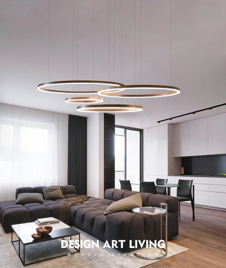 Pendant Light - Modern Ring Design LED Chandelier Gold for Living Dining Room Office Bedroom Home Decor SW-36210345 - SWEET-LIGHTS