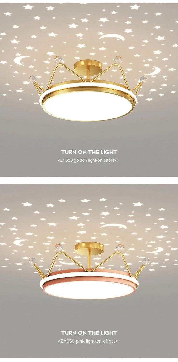 Children Lighting - Crown LED Dimmable Ceiling Chandelier Star And Moon Lamp Pendant Kids Room Decor SW-36210347 - SWEET-LIGHTS