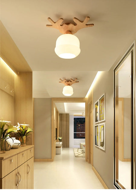 Ceiling Light - Modern Glass Lamp with Wooden Frame for Living Room Dining Kitchen SW-36210457 - SWEET-LIGHTS