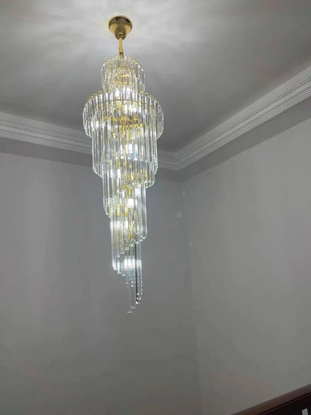 Chandelier - Long Crystal Staircase Gold Modern Lamp Luxury Villa Home Decor SW-36210458 - SWEET-LIGHTS