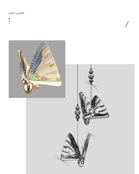 Pendant Light - Nordic Colorful Butterfly LED Pendant Lamps for Home Bedroom Living Room Indoor Golden Lighting SW-36210478 - SWEET-LIGHTS