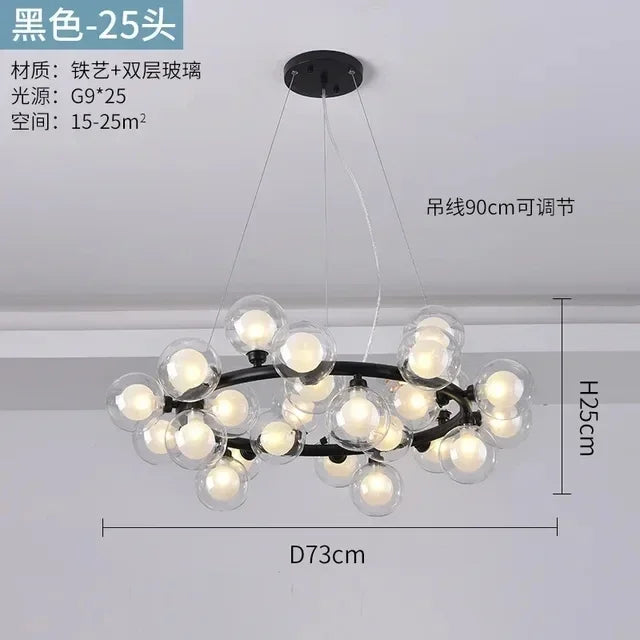 Pendant Light - Nordic LED Glass Ball Chandelier Gold Black Home Decor Lamp SW-36210234 - SWEET-LIGHTS