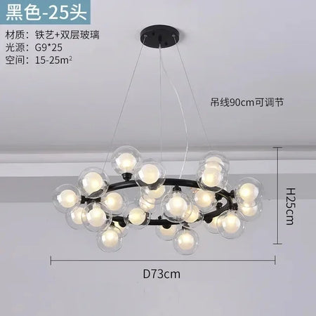Pendant Light - Nordic LED Glass Ball Chandelier Gold Black Home Decor Lamp SW-36210234 - SWEET-LIGHTS