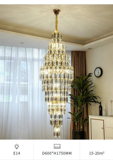 Chandelier - Duplex Building Villa Living Room Crystal Lamp SW-36210457 - SWEET-LIGHTS