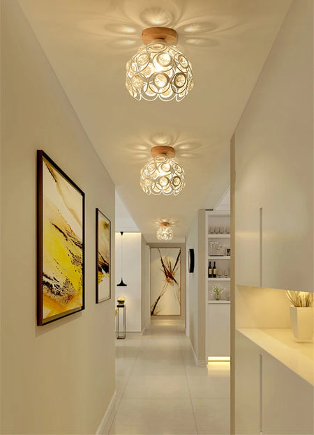Ceiling Light - Modern Glass Lamp with Wooden Frame for Living Room Dining Kitchen SW-36210457 - SWEET-LIGHTS