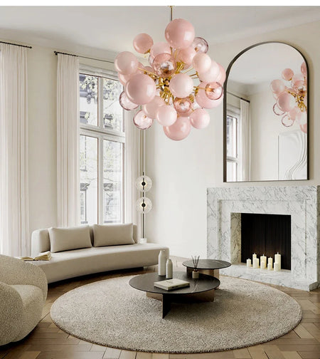 Chandelier - Art Deco Pink Bubbles Glass Pendant Light SW-36210976 - SWEET-LIGHTS