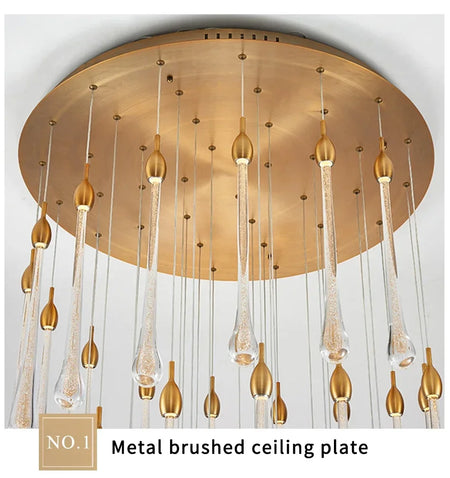 Chandelier - Modern Crystal LED Chandelier Gold Long Stair Fixtures SW-36210354 - SWEET-LIGHTS