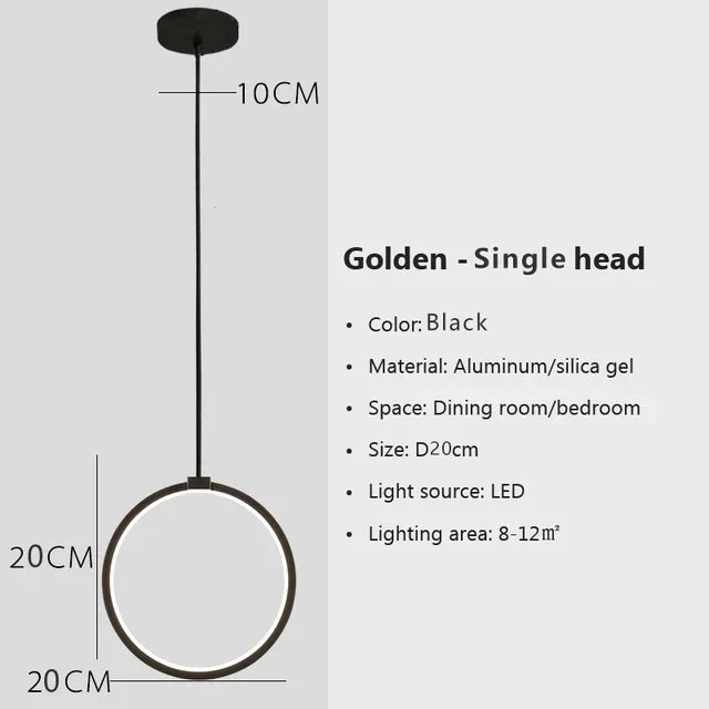 Pendant Light - Modern LED Black Gold Circular Chandelier SW-36210789 - SWEET-LIGHTS