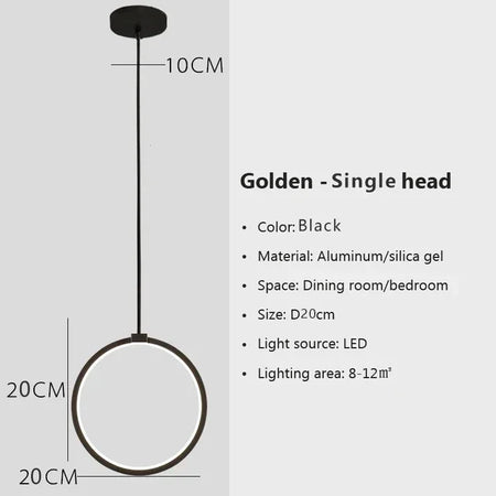Pendant Light - Modern LED Black Gold Circular Chandelier SW-36210789 - SWEET-LIGHTS