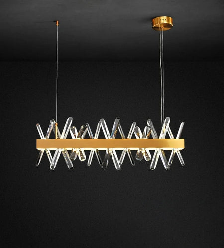 Pendant Light - Modern Rectangle Crystal Chandelier Gold LED for Living Room Kitchen Island SW-36210345 - SWEET-LIGHTS