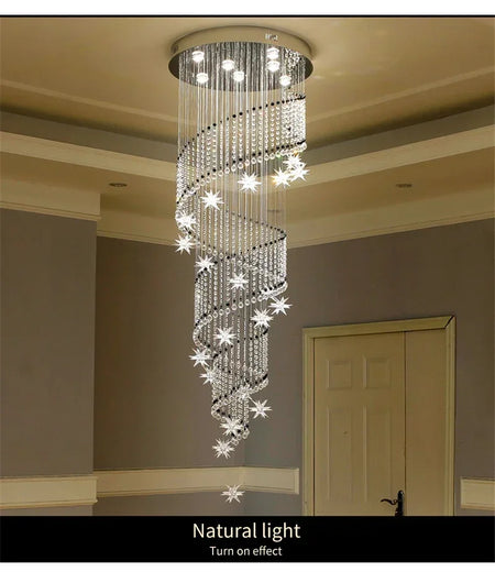 Chandelier - Modern Crystal Moon And Star Spiral Design For Lobby Stair Lighting SW-36210324 - SWEET-LIGHTS