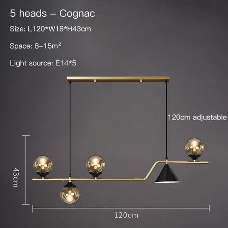 Pendant Light - Nordic Black LED Chandelier E14 Glass Ball SW-36210374 - SWEET-LIGHTS