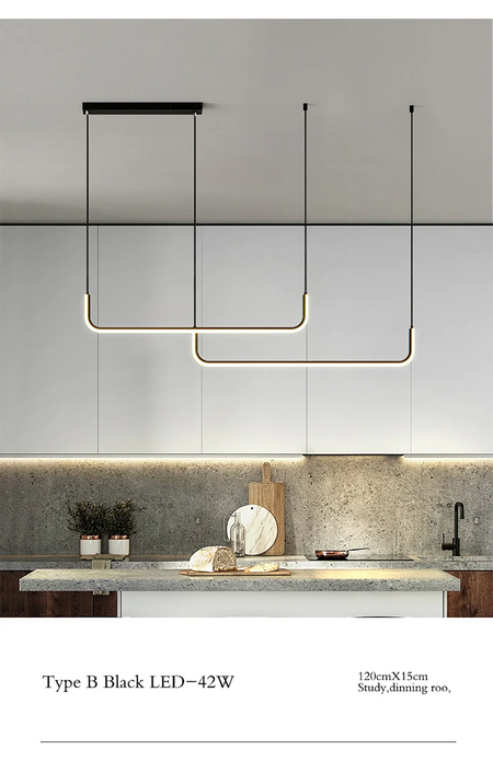 Pendant Light - Modern LED Strip Chandelier Gold Indoor Lamp SW-36210345 - SWEET-LIGHTS