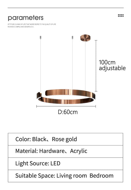 Pendant Light - Nordic Ring Led Pendant Lamps Dimmable Black Gold Home Decor Fixture SW-36210345 - SWEET-LIGHTS