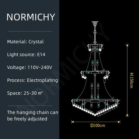 Chandelier - Luxury Living Room Crystal Staircase Chrome Lighting SW-36210789 - SWEET-LIGHTS