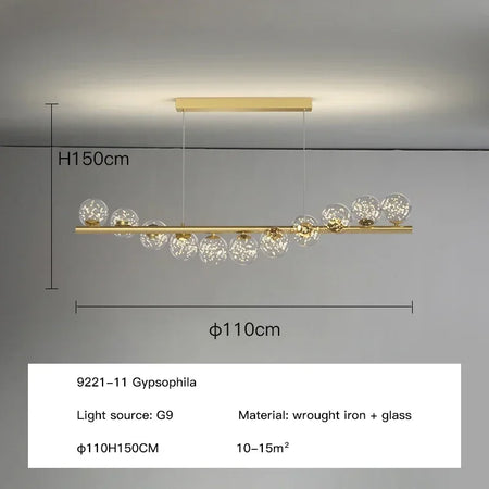 Pendant Light - Modern Led Long Ceiling Chandelier Glass Balls Dining Room Kitchen Hanging Lamp SW-36210345 - SWEET-LIGHTS