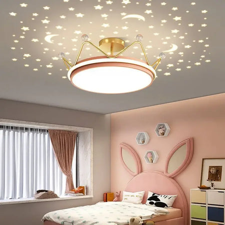 Children Lighting - Crown LED Dimmable Ceiling Chandelier Star And Moon Lamp Pendant Kids Room Decor SW-36210347 - SWEET-LIGHTS