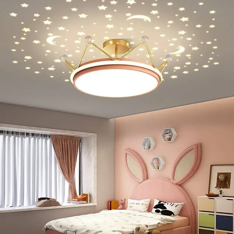 Children Lighting - Crown LED Dimmable Ceiling Chandelier Star And Moon Lamp Pendant Kids Room Decor SW-36210347 - SWEET-LIGHTS