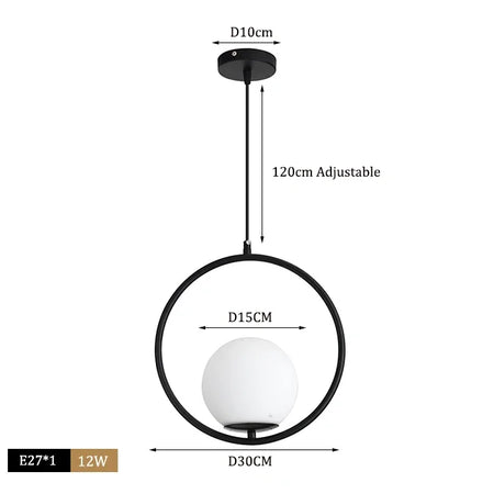 Pendant Light - Modern Glass Ball LED Hanging Lamp Brass Black Chrome SW-36210347 - SWEET-LIGHTS