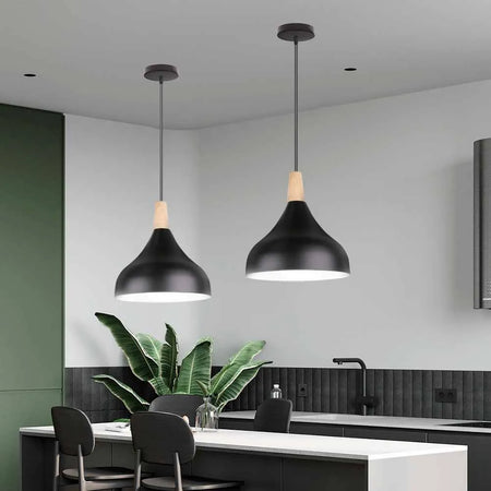 Pendant Light - Modern Hanging Wood Aluminium E27 for Dining Room Black Decor SW-36210345 - SWEET-LIGHTS