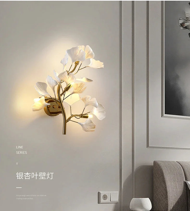 Wall Light - Creative Foyer Nordic Bedroom Ginkgo Leaf Lamp SW-36210234 - SWEET-LIGHTS