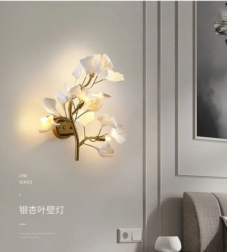 Wall Light - Creative Foyer Nordic Bedroom Ginkgo Leaf Lamp SW-36210234 - SWEET-LIGHTS