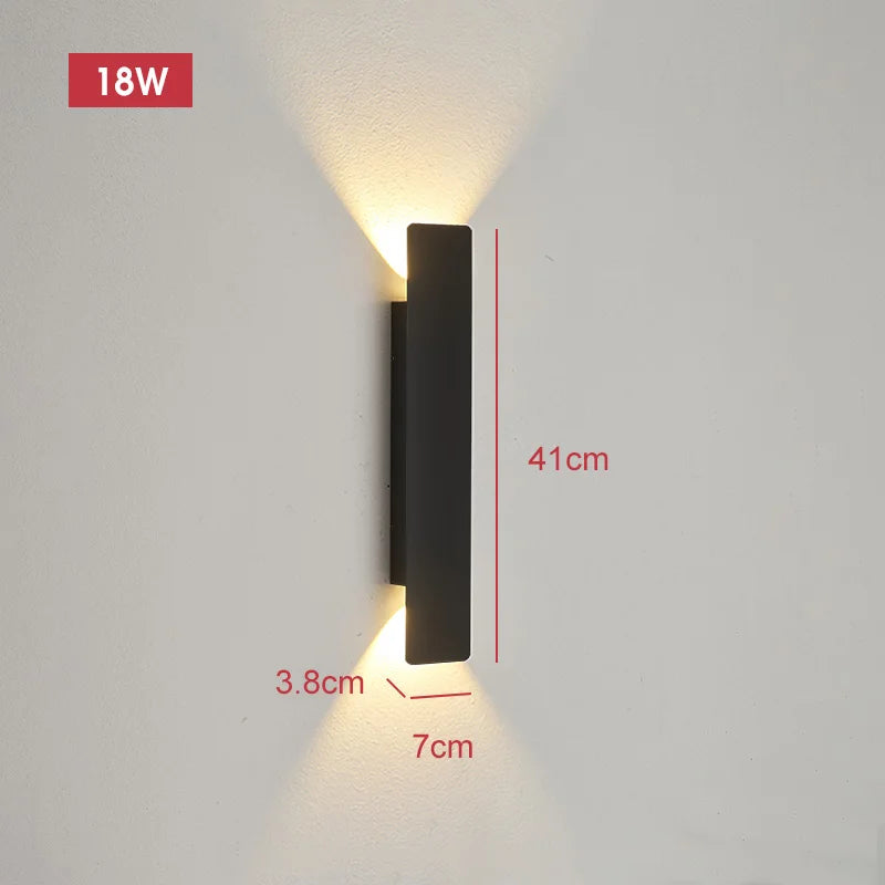 Outdoor Light - Waterproof Aluminum Wall Lamp 18W LED Black SW-36210578 - SWEET-LIGHTS