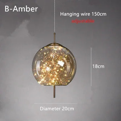 Pendant Light - Nordic Net Red Bedside Chandelier Glass SW-36210345 - SWEET-LIGHTS