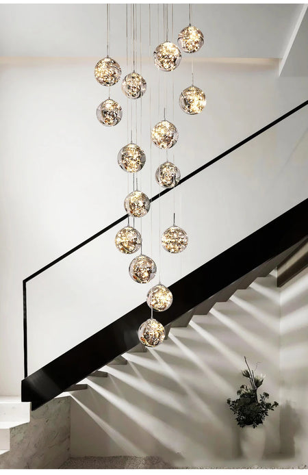 Pendant Light - Modern Led Chandelier Glass Ball Dimmable for Staircase Living Room SW-36210345 - SWEET-LIGHTS