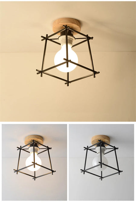 Ceiling Light - Modern Glass Lamp with Wooden Frame for Living Room Dining Kitchen SW-36210457 - SWEET-LIGHTS