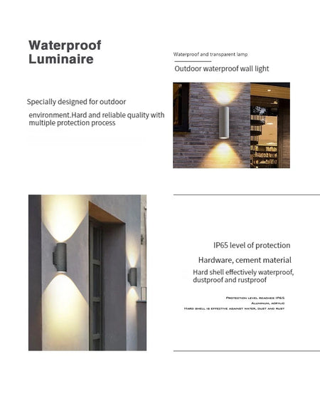 Outdoor Light - Industrial Concrete Wall Light Outdoor Waterproof Villa Garden Double Head Sconce Spotlight LED SW-36210345 - SWEET-LIGHTS