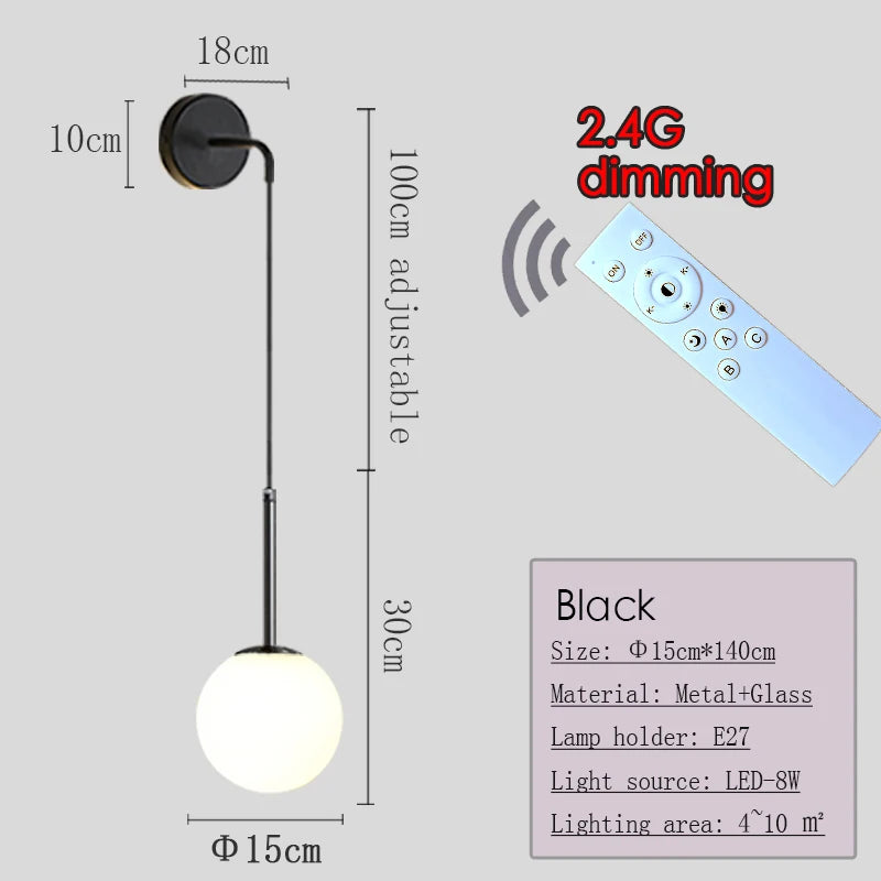 Wall Light - Nordic 2.4G Remote Control Dimming Black/Gold Lamp SW-36210345 - SWEET-LIGHTS