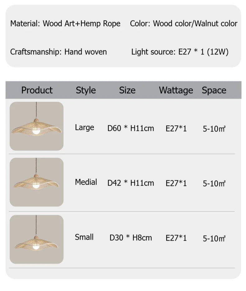 Pendant Light - SANDYHA Japanese Retro Walnut Hemp Rope Lamp SW-36210923 - SWEET-LIGHTS