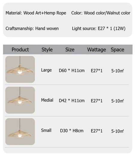 Pendant Light - SANDYHA Japanese Retro Walnut Hemp Rope Lamp SW-36210923 - SWEET-LIGHTS